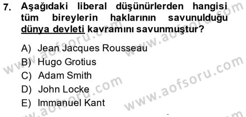Uluslararası İlişkiler Kuramları 1 Dersi 2013 - 2014 Yılı (Vize) Ara Sınav Soruları 7. Soru