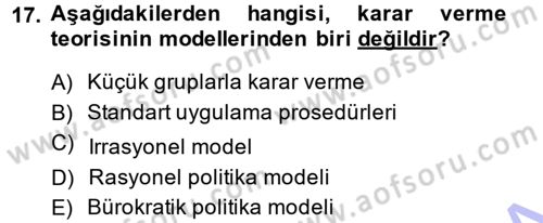 Uluslararası İlişkiler Kuramları 1 Dersi 2013 - 2014 Yılı (Final) Dönem Sonu Sınav Soruları 17. Soru