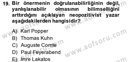 Uluslararası İlişkiler Kuramları 1 Dersi 2013 - 2014 Yılı (Final) Dönem Sonu Sınav Soruları 19. Soru
