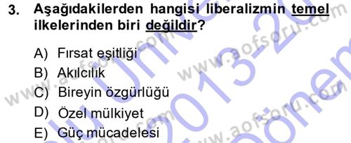 Uluslararası İlişkiler Kuramları 1 Dersi 2013 - 2014 Yılı (Final) Dönem Sonu Sınav Soruları 3. Soru