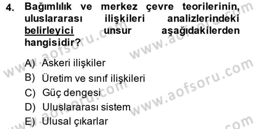 Uluslararası İlişkiler Kuramları 1 Dersi 2013 - 2014 Yılı (Final) Dönem Sonu Sınav Soruları 4. Soru