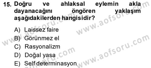 Uluslararası İlişkiler Kuramları 1 Dersi 2014 - 2015 Yılı (Vize) Ara Sınav Soruları 15. Soru