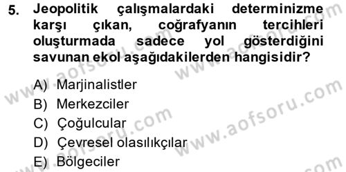 Uluslararası İlişkiler Kuramları 1 Dersi 2014 - 2015 Yılı (Vize) Ara Sınav Soruları 5. Soru