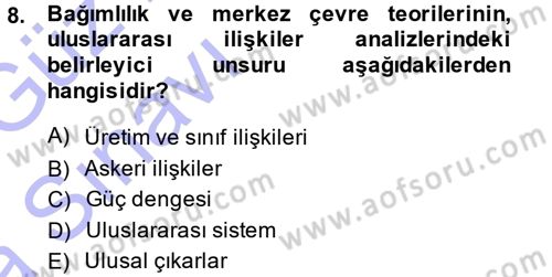 Uluslararası İlişkiler Kuramları 1 Dersi 2014 - 2015 Yılı (Vize) Ara Sınav Soruları 8. Soru