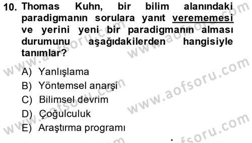 Uluslararası İlişkiler Kuramları 1 Dersi 2014 - 2015 Yılı (Final) Dönem Sonu Sınavı 10. Soru