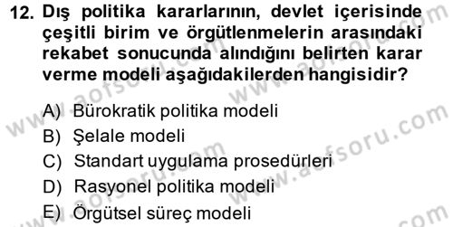 Uluslararası İlişkiler Kuramları 1 Dersi 2014 - 2015 Yılı (Final) Dönem Sonu Sınav Soruları 12. Soru