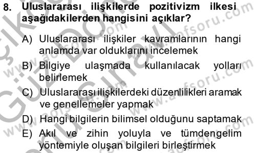 Uluslararası İlişkiler Kuramları 1 Dersi 2014 - 2015 Yılı (Final) Dönem Sonu Sınav Soruları 8. Soru