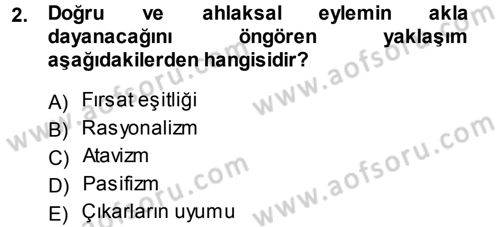 Uluslararası İlişkiler Kuramları 1 Dersi 2014 - 2015 Yılı Tek Ders Sınavı 2. Soru