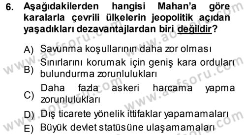 Uluslararası İlişkiler Kuramları 1 Dersi 2014 - 2015 Yılı Tek Ders Sınavı 6. Soru