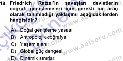 Uluslararası İlişkiler Kuramları 1 Dersi 2015 - 2016 Yılı (Vize) Ara Sınavı 18. Soru