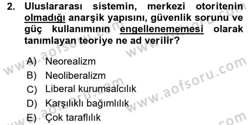 Uluslararası İlişkiler Kuramları 1 Dersi 2015 - 2016 Yılı (Vize) Ara Sınav Soruları 2. Soru