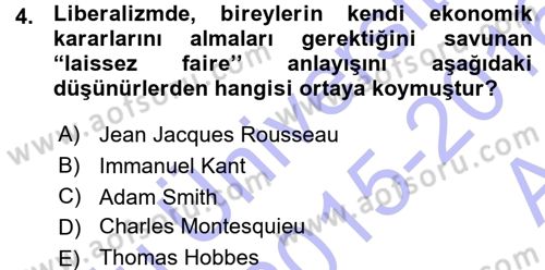 Uluslararası İlişkiler Kuramları 1 Dersi 2015 - 2016 Yılı (Vize) Ara Sınav Soruları 4. Soru