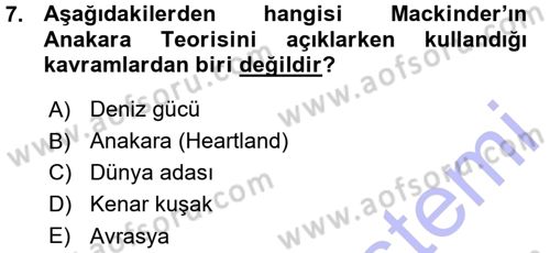 Uluslararası İlişkiler Kuramları 1 Dersi 2015 - 2016 Yılı (Vize) Ara Sınav Soruları 7. Soru