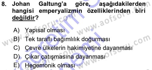 Uluslararası İlişkiler Kuramları 1 Dersi 2015 - 2016 Yılı (Vize) Ara Sınav Soruları 8. Soru