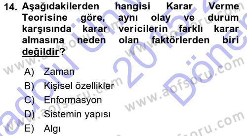 Uluslararası İlişkiler Kuramları 1 Dersi 2015 - 2016 Yılı (Final) Dönem Sonu Sınav Soruları 14. Soru