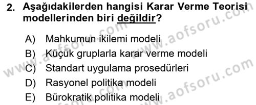 Uluslararası İlişkiler Kuramları 1 Dersi 2015 - 2016 Yılı (Final) Dönem Sonu Sınavı 2. Soru