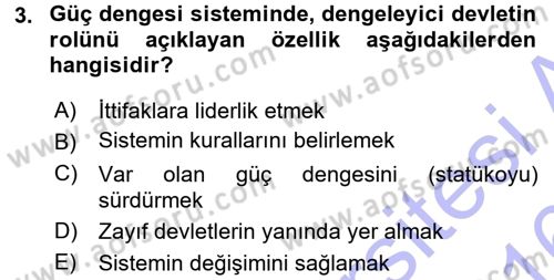 Uluslararası İlişkiler Kuramları 1 Dersi 2015 - 2016 Yılı (Final) Dönem Sonu Sınav Soruları 3. Soru