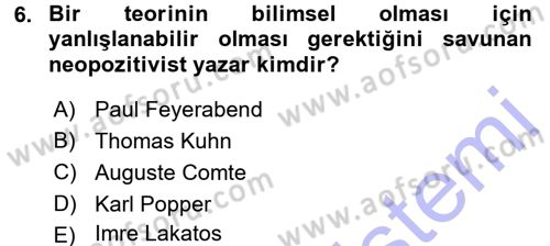 Uluslararası İlişkiler Kuramları 1 Dersi 2015 - 2016 Yılı (Final) Dönem Sonu Sınav Soruları 6. Soru