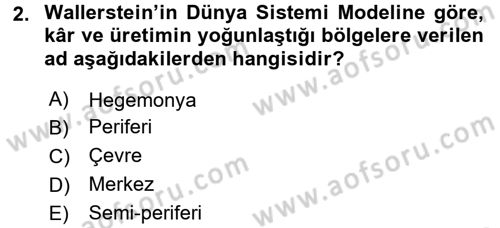 Uluslararası İlişkiler Kuramları 1 Dersi 2015 - 2016 Yılı Tek Ders Sınavı 2. Soru