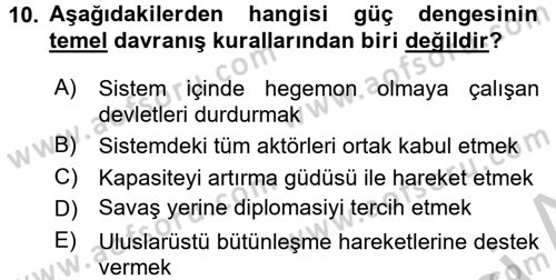 Uluslararası İlişkiler Kuramları 1 Dersi 2016 - 2017 Yılı 3 Ders Sınav Soruları 10. Soru