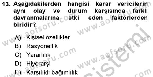 Uluslararası İlişkiler Kuramları 1 Dersi 2016 - 2017 Yılı 3 Ders Sınav Soruları 13. Soru