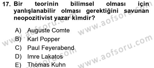 Uluslararası İlişkiler Kuramları 1 Dersi 2016 - 2017 Yılı 3 Ders Sınav Soruları 17. Soru