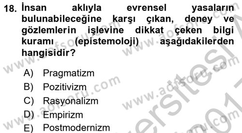 Uluslararası İlişkiler Kuramları 1 Dersi 2016 - 2017 Yılı 3 Ders Sınav Soruları 18. Soru