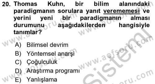 Uluslararası İlişkiler Kuramları 1 Dersi 2016 - 2017 Yılı 3 Ders Sınav Soruları 20. Soru