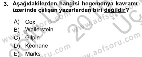 Uluslararası İlişkiler Kuramları 1 Dersi 2016 - 2017 Yılı 3 Ders Sınav Soruları 3. Soru