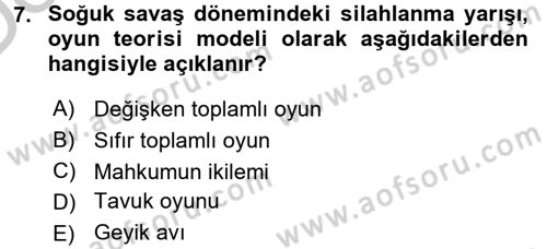 Uluslararası İlişkiler Kuramları 1 Dersi 2016 - 2017 Yılı 3 Ders Sınav Soruları 7. Soru