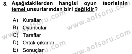 Uluslararası İlişkiler Kuramları 1 Dersi 2016 - 2017 Yılı 3 Ders Sınav Soruları 8. Soru