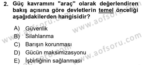 Uluslararası İlişkiler Kuramları 1 Dersi 2016 - 2017 Yılı (Vize) Ara Sınav Soruları 2. Soru