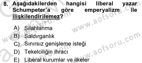 Uluslararası İlişkiler Kuramları 1 Dersi 2016 - 2017 Yılı (Vize) Ara Sınav Soruları 8. Soru