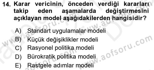 Uluslararası İlişkiler Kuramları 1 Dersi 2016 - 2017 Yılı (Final) Dönem Sonu Sınav Soruları 14. Soru