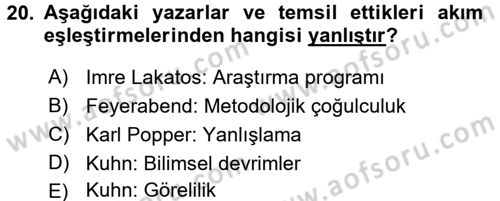 Uluslararası İlişkiler Kuramları 1 Dersi 2016 - 2017 Yılı (Final) Dönem Sonu Sınav Soruları 20. Soru