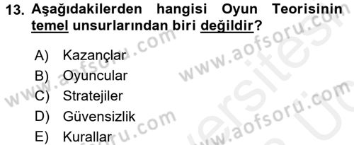 Uluslararası İlişkiler Kuramları 1 Dersi 2017 - 2018 Yılı 3 Ders Sınav Soruları 13. Soru