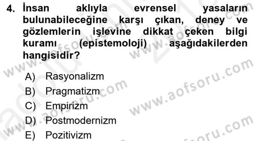 Uluslararası İlişkiler Kuramları 1 Dersi 2017 - 2018 Yılı 3 Ders Sınavı 4. Soru