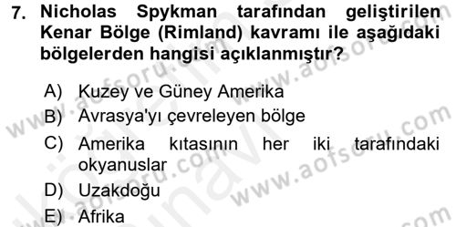 Uluslararası İlişkiler Kuramları 1 Dersi 2017 - 2018 Yılı 3 Ders Sınav Soruları 7. Soru