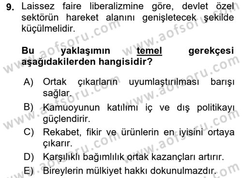 Uluslararası İlişkiler Kuramları 1 Dersi 2017 - 2018 Yılı (Vize) Ara Sınav Soruları 9. Soru