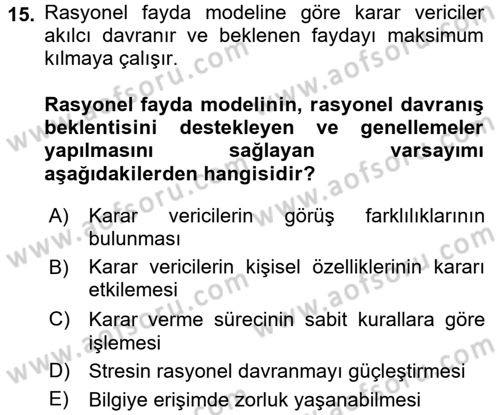 Uluslararası İlişkiler Kuramları 1 Dersi 2017 - 2018 Yılı (Final) Dönem Sonu Sınavı 15. Soru