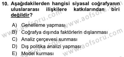 Uluslararası İlişkiler Kuramları 1 Dersi 2018 - 2019 Yılı 3 Ders Sınav Soruları 10. Soru