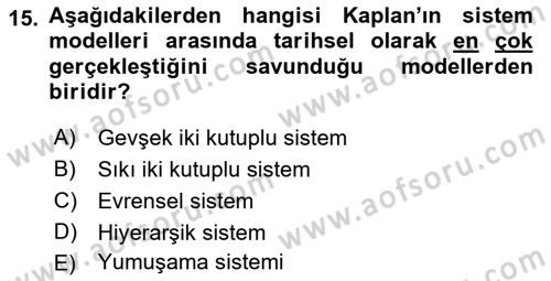 Uluslararası İlişkiler Kuramları 1 Dersi 2018 - 2019 Yılı 3 Ders Sınav Soruları 15. Soru