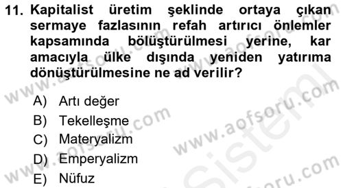 Uluslararası İlişkiler Kuramları 1 Dersi 2018 - 2019 Yılı (Vize) Ara Sınavı 11. Soru