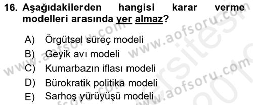 Uluslararası İlişkiler Kuramları 1 Dersi 2018 - 2019 Yılı (Final) Dönem Sonu Sınav Soruları 16. Soru