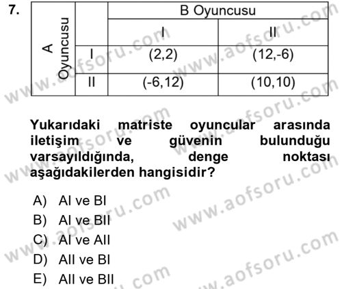 Uluslararası İlişkiler Kuramları 1 Dersi 2018 - 2019 Yılı (Final) Dönem Sonu Sınav Soruları 7. Soru