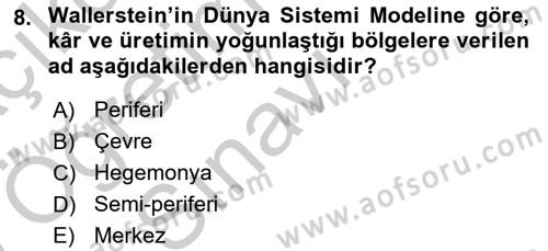 Uluslararası İlişkiler Kuramları 1 Dersi 2018 - 2019 Yılı Yaz Okulu Sınav Soruları 8. Soru