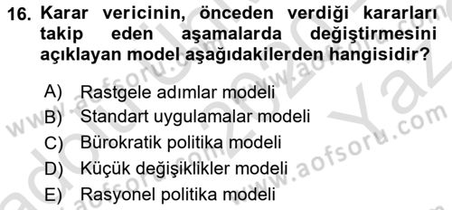 Uluslararası İlişkiler Kuramları 1 Dersi 2020 - 2021 Yılı Yaz Okulu Sınav Soruları 16. Soru