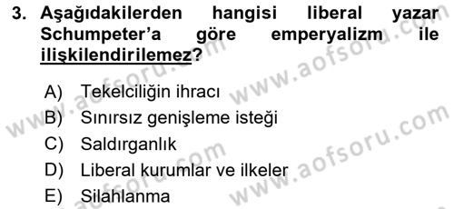 Uluslararası İlişkiler Kuramları 1 Dersi 2020 - 2021 Yılı Yaz Okulu Sınav Soruları 3. Soru