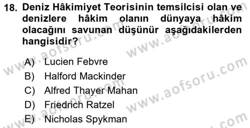 Uluslararası İlişkiler Kuramları 1 Dersi 2021 - 2022 Yılı (Vize) Ara Sınav Soruları 18. Soru