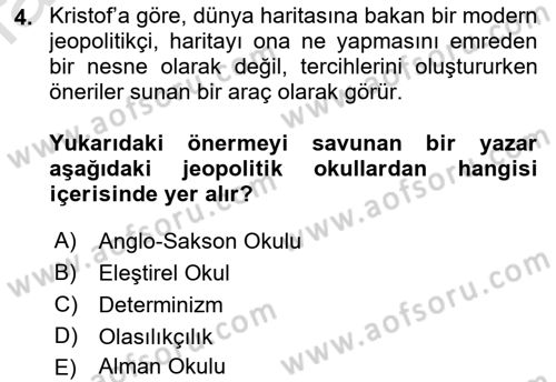 Uluslararası İlişkiler Kuramları 1 Dersi 2021 - 2022 Yılı (Final) Dönem Sonu Sınav Soruları 4. Soru